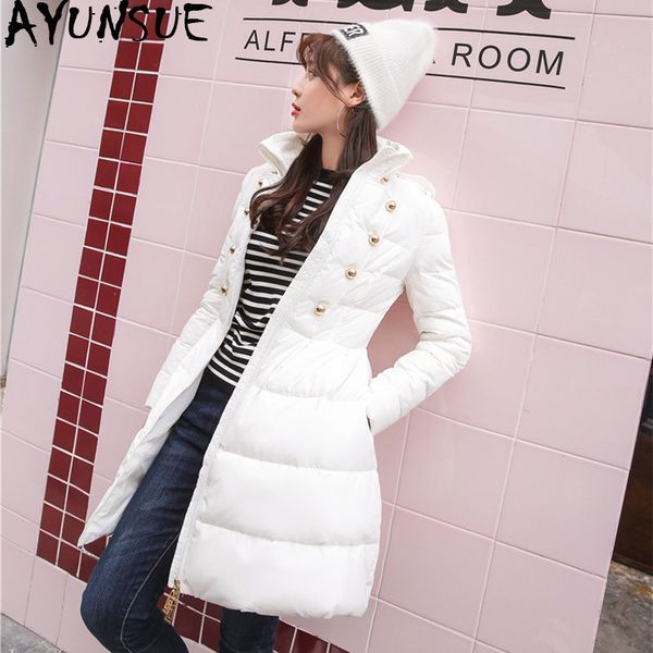 

ayunsue white duck down jacket women winter coat puffer light jacket slim korean down jackets 2019 doudoune femme hiver kj2672, Black