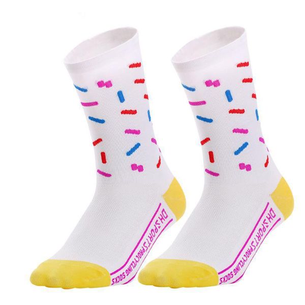 

a pair knee high wear resistant outdoor elastic soft climbing sports running cycling socks anti slip sweat absorb breathable, Black