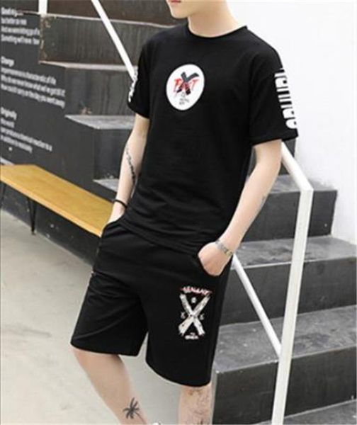 

sports sets crew neck shorts running 2pcs clothing summer 2pcs short sleeve mens tracksuits teenager fashion print, Gray