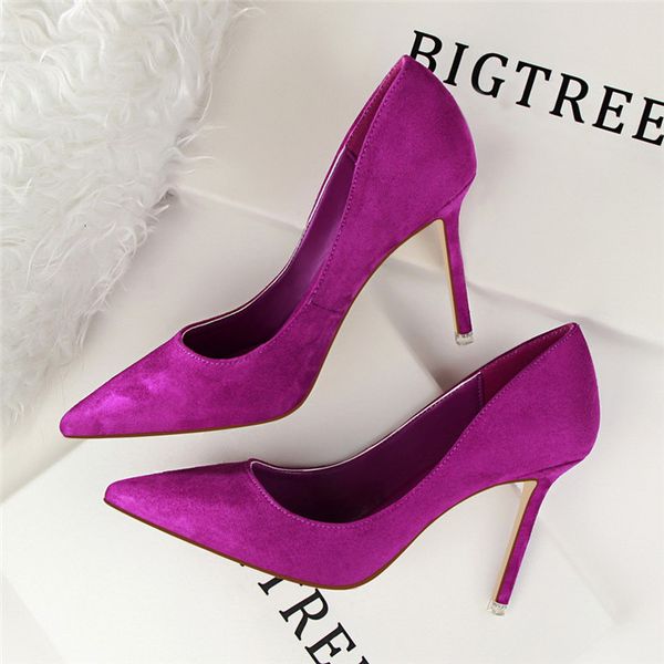 

new fashion high heels shoes women pumps pointe women heels female shoes purple party wedding bigtree e974, Black