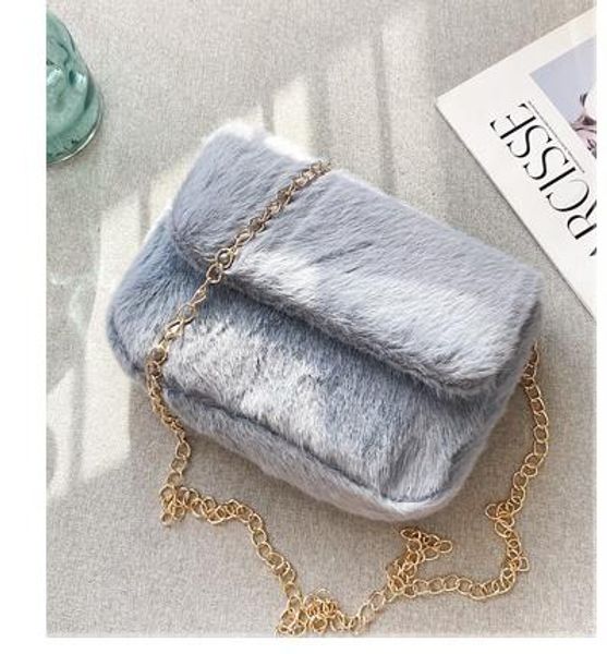 

bag female 2020 new simple retro wild shoulder messenger bag fur ins chain lamb fur bag