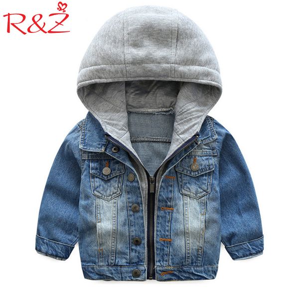 

r&z baby boys coat 2019 new spring autumn wash soft denim coat hooded zipper jeans jacket for boys kids children clothing, Blue;gray