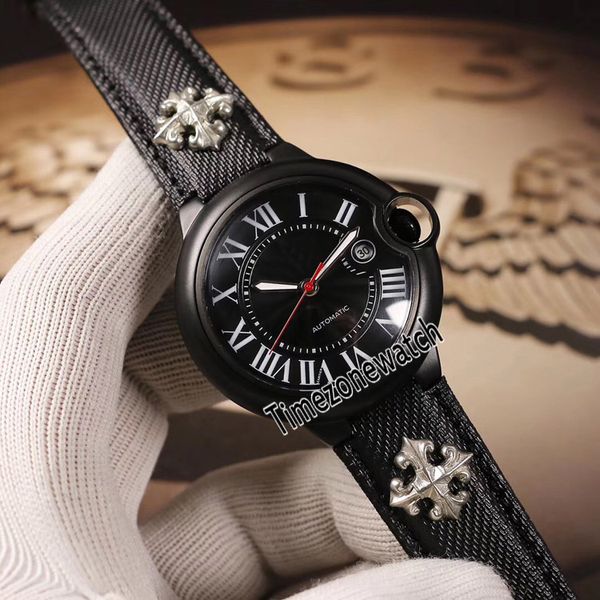 Новый WSBB0015 PVD Стальная черная текстура циферблат белый рома Mark Miyota 8215 Автоматические мужские часы Nylon Sier Totem Decoration Watch E13b2