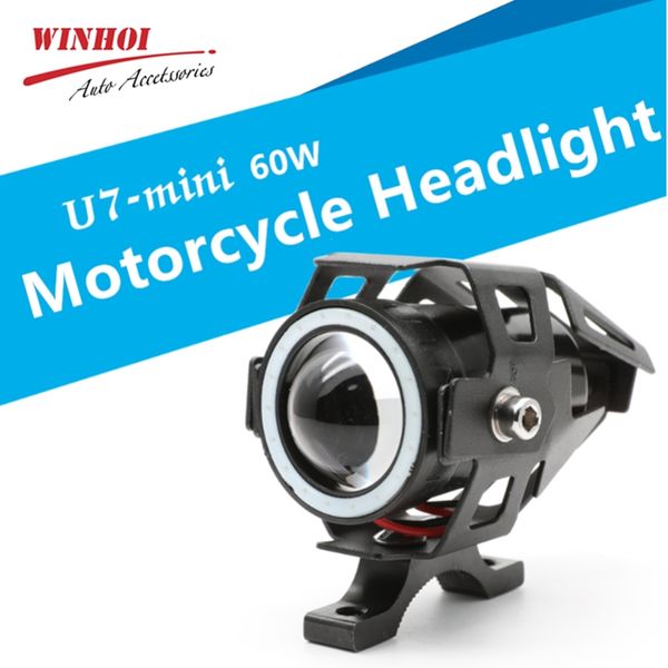

u7 mini led motorcycle headlights 60w 6500k universal motorbike head light lamp waterproof fog light spotlight hi/lo flash
