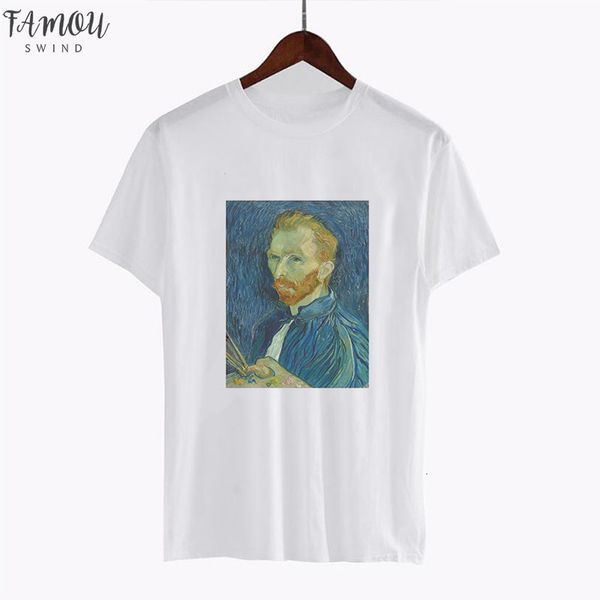 

womens fashion tees vincent willem van gogh post impressionism printed clothes plus size shirts harajuku summer t shirt, White