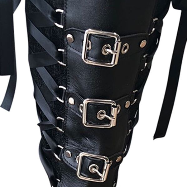 

fashion women punk boots cosplay cross tied leather kneeth autumn winter platform boots gothic bows shoes ladies boots #907, Black