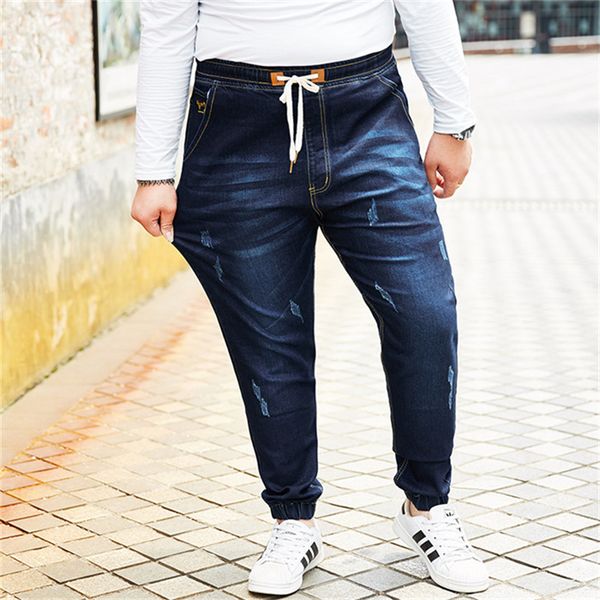 

spring autumn cotton jeans men npeking opera mask embroidered denim trousers soft mens pants fashion large size 6xl 7xl 8xl,095, Blue
