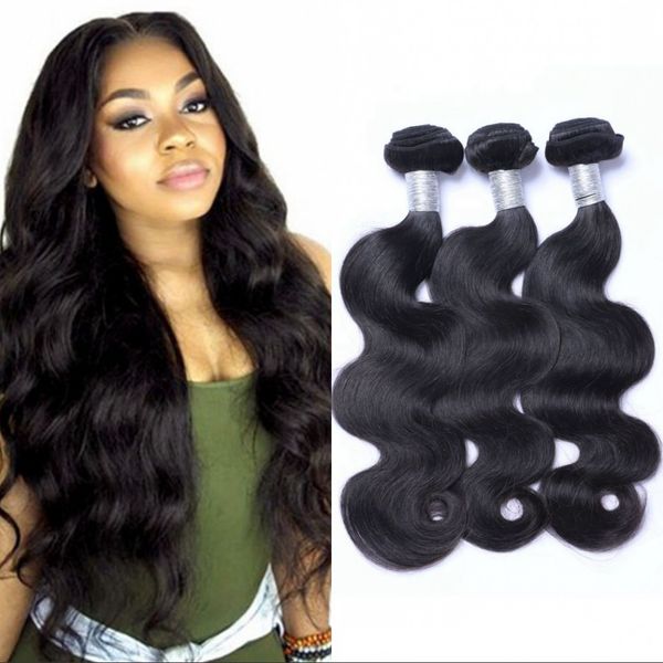 

brazilian body wave virgin hair weft 3 bundles natural black color unprocessed human hair extensions