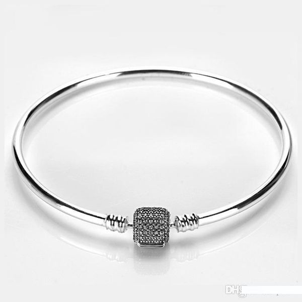 

моменты игристые pave браслет наборы оригинальную коробку для пандора 925 стерлингового серебра браслеты шарма женщины роскошный подарок юве, Black