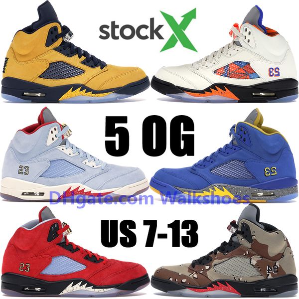 

new jumpman michigan 2019 5 5s basketball shoes jsp laney varsity royal trophy room ice blue university red psg grape men mens sneakers, White;red