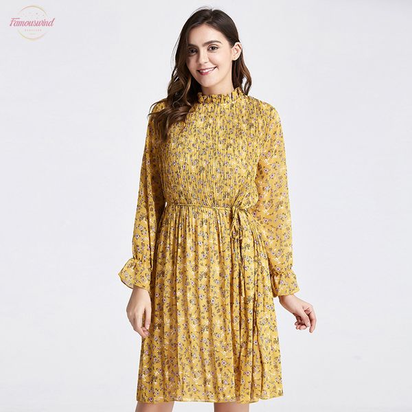 

pleated dresses two layers floral chiffon dress elastic waist women spring a line up flare sleeve bohemian dress femme vestidos colors, Black;gray