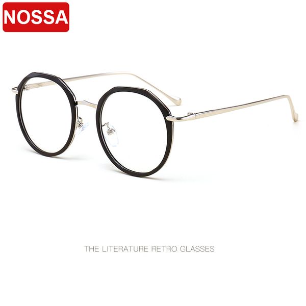 

2019 beautiful oval full frame glasses trend metal tr90 art flat mirror men and women can be equipped with myopia frames, Black