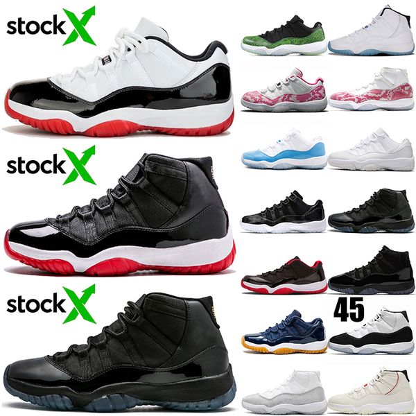 

2020 stock x new white bred 11s gamma blue legend concord jumpman basketball shoes cap and gown prm women men designer sneakers