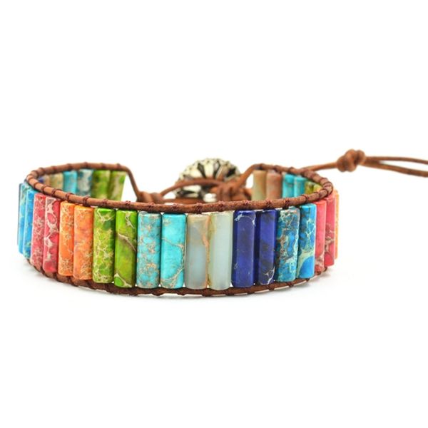 

new bohemian 7 chakra natural healing stone wrap leather bracelet for women braid leather rope friendship friend gift, Black