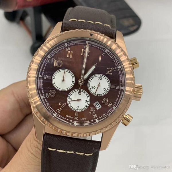 

good gfit wristwatches for man elegant coffee dial 1884 accurate travel time quartz chronometer mens watches watch, Slivery;brown