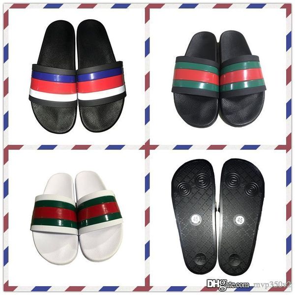 

2019 men designer sandals causal rubber summer huaraches slippers loafers flats leather luxury europe brand slides designer sandals us 7-11, Black