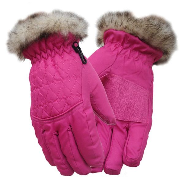 

women kids winter waterproof ski gloves fluffy plush anti-slip thermal insulated sport cycling snowboard mittens wrist warmer