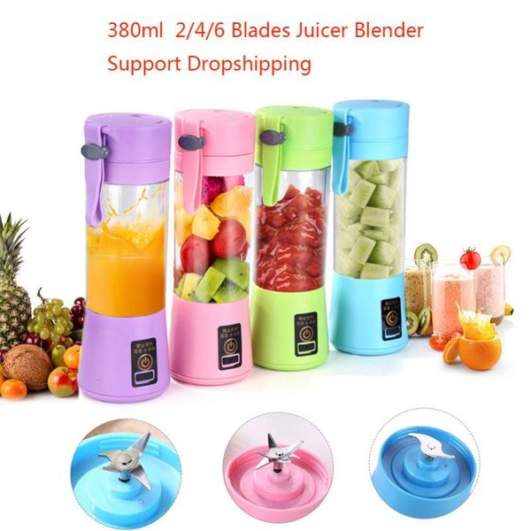 

380ml 2/4/6 blades usb juicer blender portable fruit baby milkshake mixer meat grinder multifunction juice machine dropship