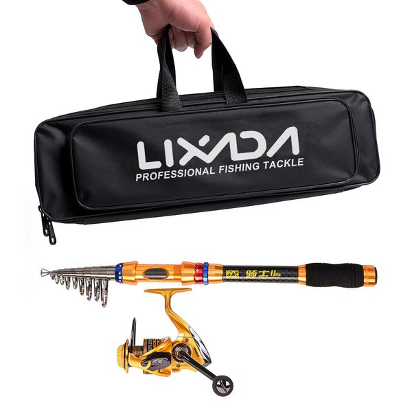 

lixada spinning fishing reel and rod combo portable fishing pole reel set with tackle bag carrier case
