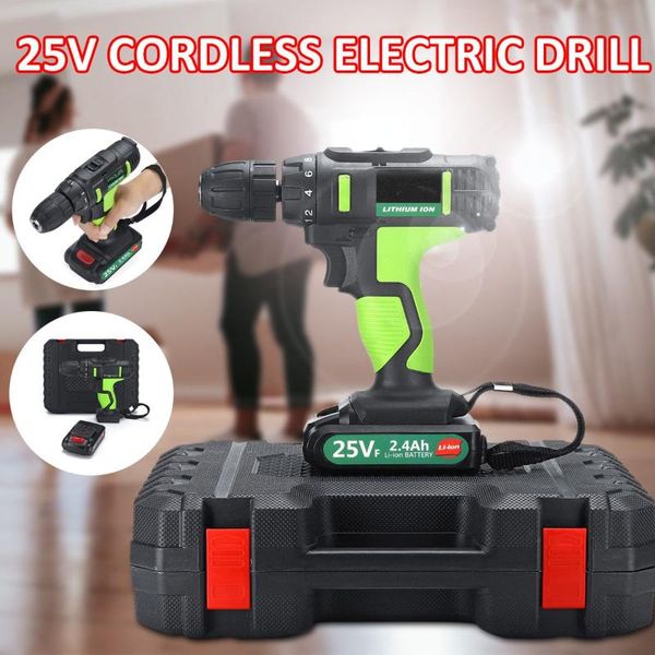 

25v 250w electric screwdriver 2 speed cordless impact electric drill 18+1 torque adjustment rechargeable li-ion battery with box