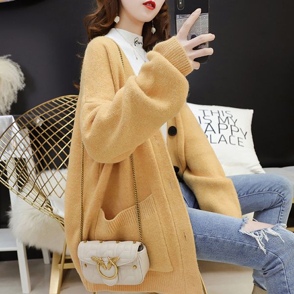 

autumn winter batwing long sleeve knitwear cardigan women smooth knitted sweater pocket design cardigan female jumper coat, White;black