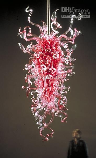 

110-240v led bedroom decorative light hand blown glass chandelier in pink color