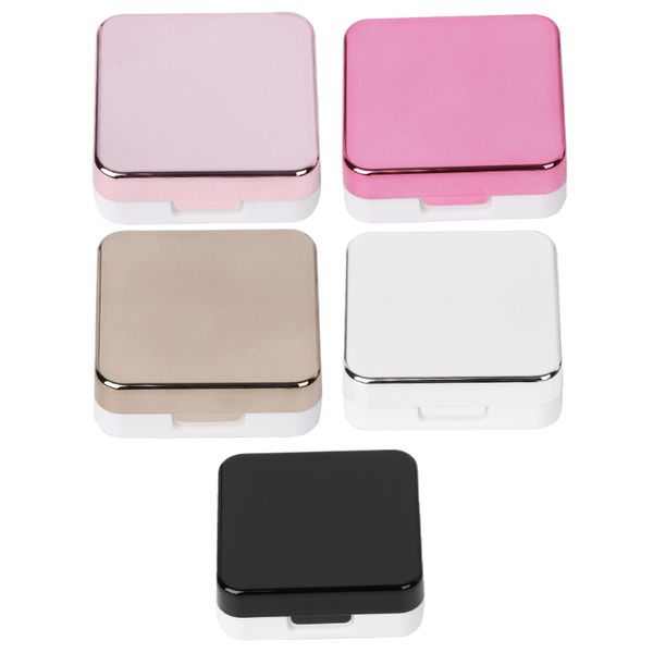 

colorful contact lens case with women mirror box contact lenses colorful eye lens container beautiful cute box, Silver