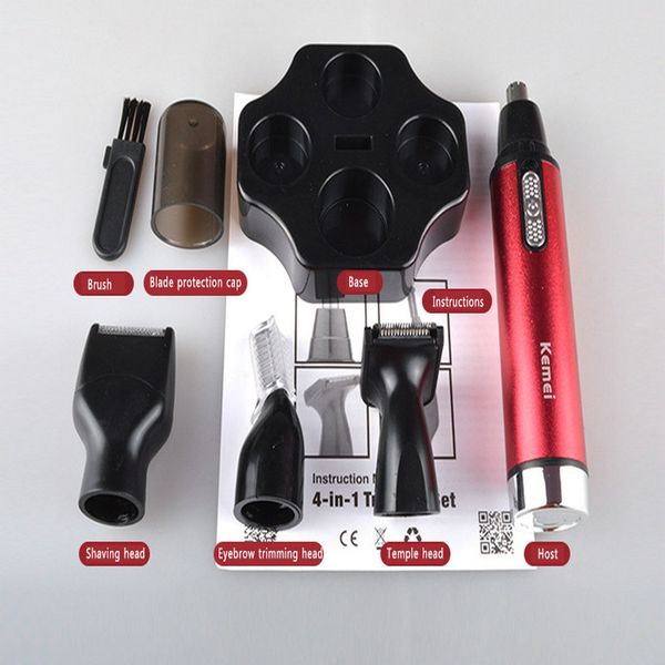 

kemei 6620 4 in 1 battery powered ear nose trimmer coupe-nez professionnel removal shaver for men xsgpn