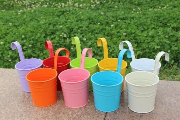 

colorful hanging flower pot hook wall pots iron flower holder balcony garden planter home decor plant pots flower holder garden supplies 222