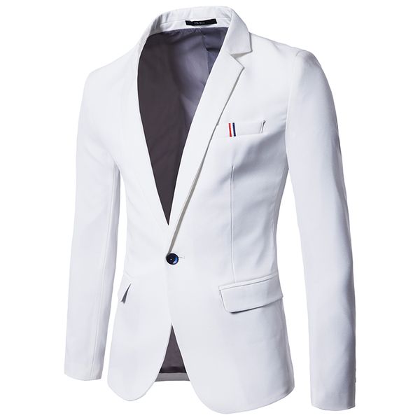 

2018 spring new social men's suit jacket slim simple solid color business casual temperament professional wear groom dress, White;black