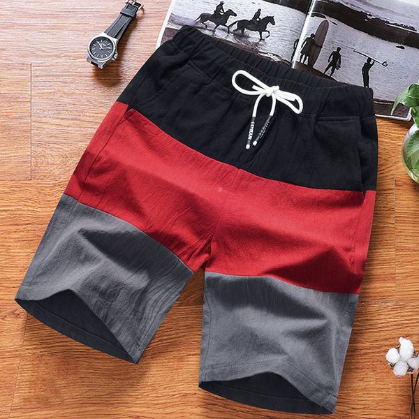 

2020 cotton lovers color matching casual running shorts men's pants loose capris pajamas breathable beach pants fashion, White;black