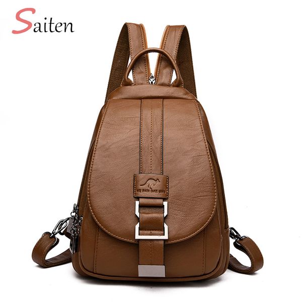 

2020 summer style women backpack bagpack school bags for teenager girls soft leather travel backpack mochila feminina sac