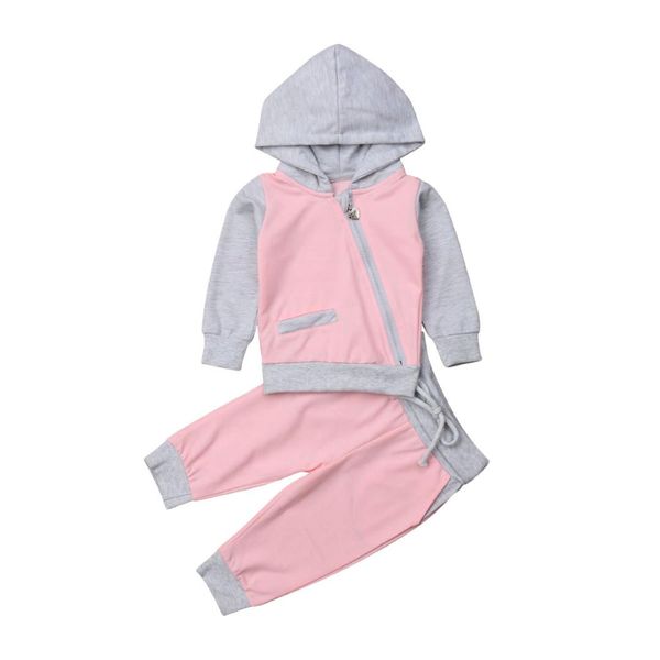 

0-24m newborn baby girl boy hooded pants autumn clothes outfits sets tracksuit clothing, White