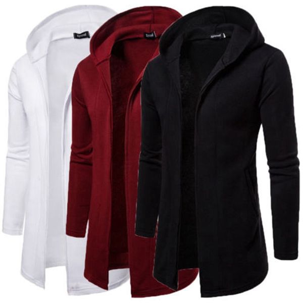 

men casual slim fit long sleeve hooded cardigan trench coat jacket suit, Black;brown