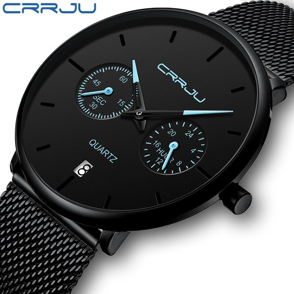 

mens masculino watches full calendar waterproof casual watch watch for man sport quartz men's dress steel designer relogio crrju rpwmm, Slivery;brown