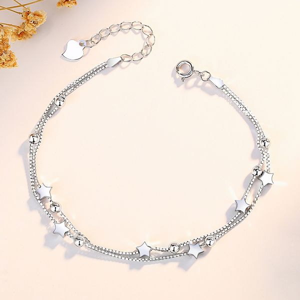 

na beautiful lotus 925 sterling silver anklet womens korean version of the simple personality smaller design armlets girlfriends mori-s, Red;blue