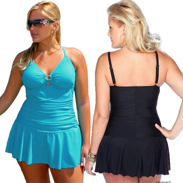 

womens designer large size swimsuit strap pleated skirt side one-piece swimsuith, White