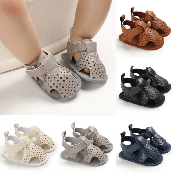 

newborn kid baby boys girls sandals shoe casual shoes sneaker anti-slip soft sole toddler star print summer pu first prewalker, Black;red