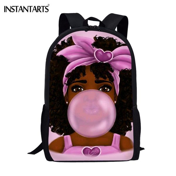 

instantarts school bags for kids casual book bags black girl magic afro lady printing student shoulder backpack teenager mochila