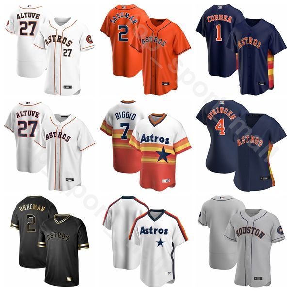 

2020 baseball men women youth 4 george springer jersey 27 jose altuve 23 michael brantley 10 yuli gurriel alex bregman team white orange, Blue;black