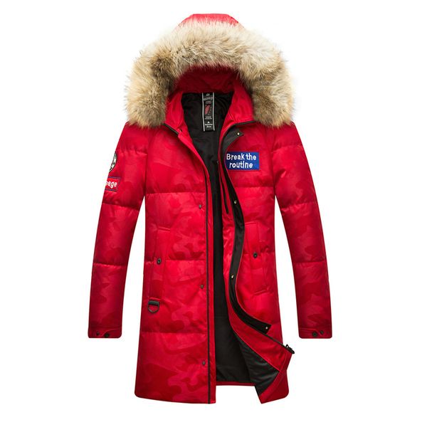 

2019 russian winter down jacket men's and women's camouflage casual parkas fur hooded thicken warm coat, Black