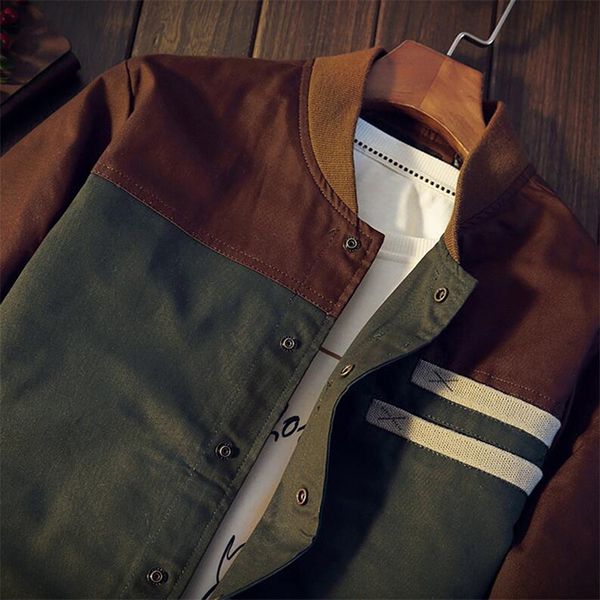 

men's jackets korean jacket cultivate one's morality short paragraph color block collar male baseball uniform m-5xl, Black;brown