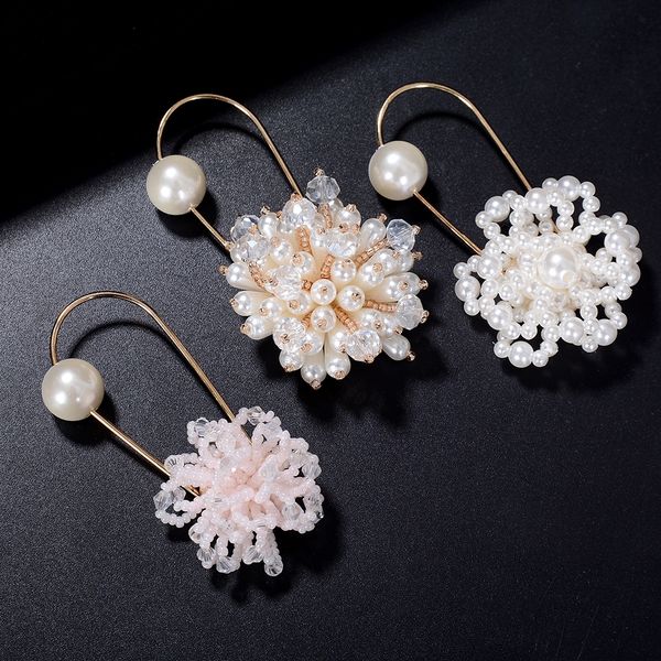 

мода простой творческий pin свитер кардиган шарф пряжка перл брошь большой палец coat орнамент, Gray