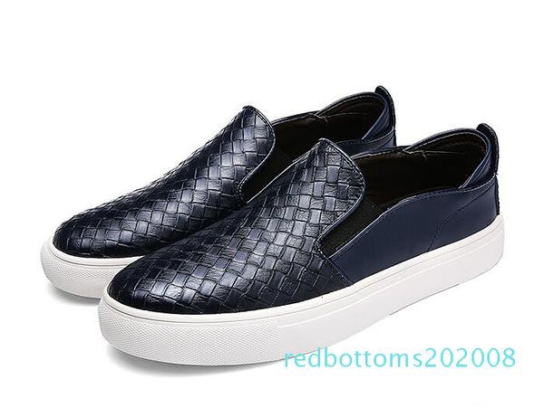 

fashion leather shoes men slip-on loafers soft woven moccasins mens gommino shoes casual zapatillas r08, Black