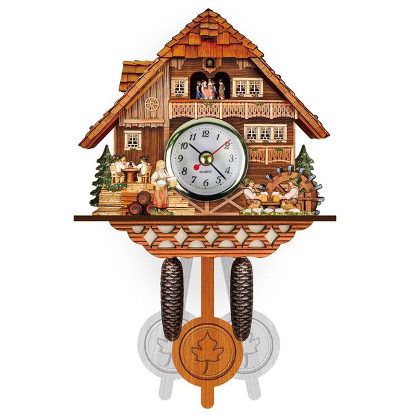 

mdf woodboard cuckoo wall clock swing timer woodenboard balance alarm clock office home decor high quality