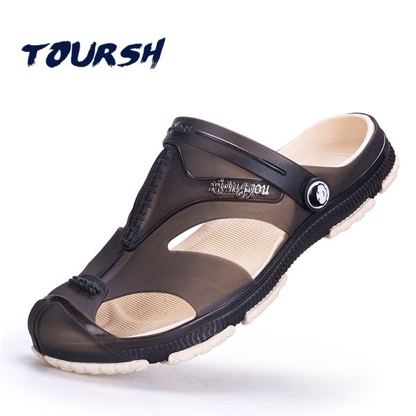 

toursh mens breathable sandals casual men shoes summer fashion beach flip flop slippers sapatos hembre sapatenis masculino, Black