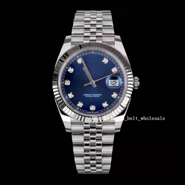 

2020 shopkeeper recommend luxury datejust 41 126334 regional diamond blue index steel 18k white gold automatic watch men's watch, Slivery;brown