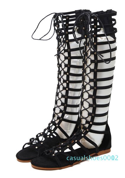 

дизайнеѬкие женкие Ѭимкие андалии вдалблива молнии плокие гладиаоѬки, Black