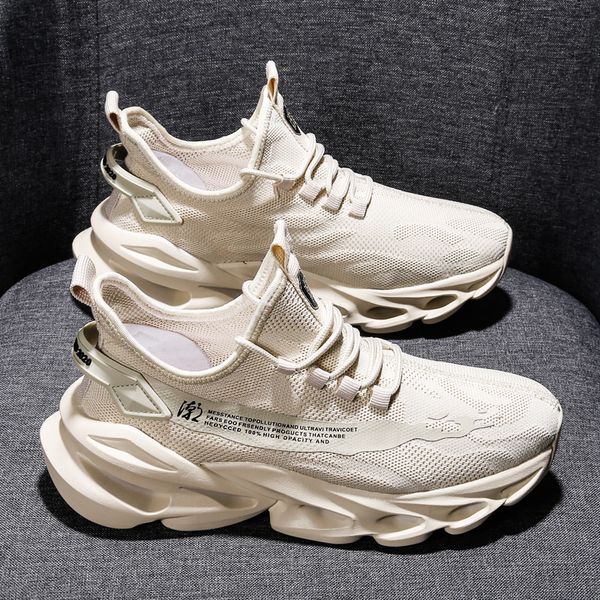

2020 new running shoes for men beige gray gym sneakers man thick soled athletic shoes mens breathable training men