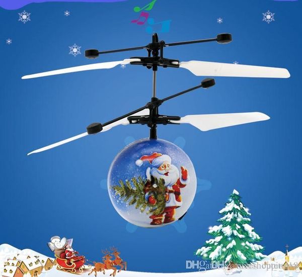 

hand flying ufo ball (xmas man) led mini induction suspension rc aircraft flying music toy ball kid birthday gift t85